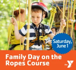 little boy on ropes course