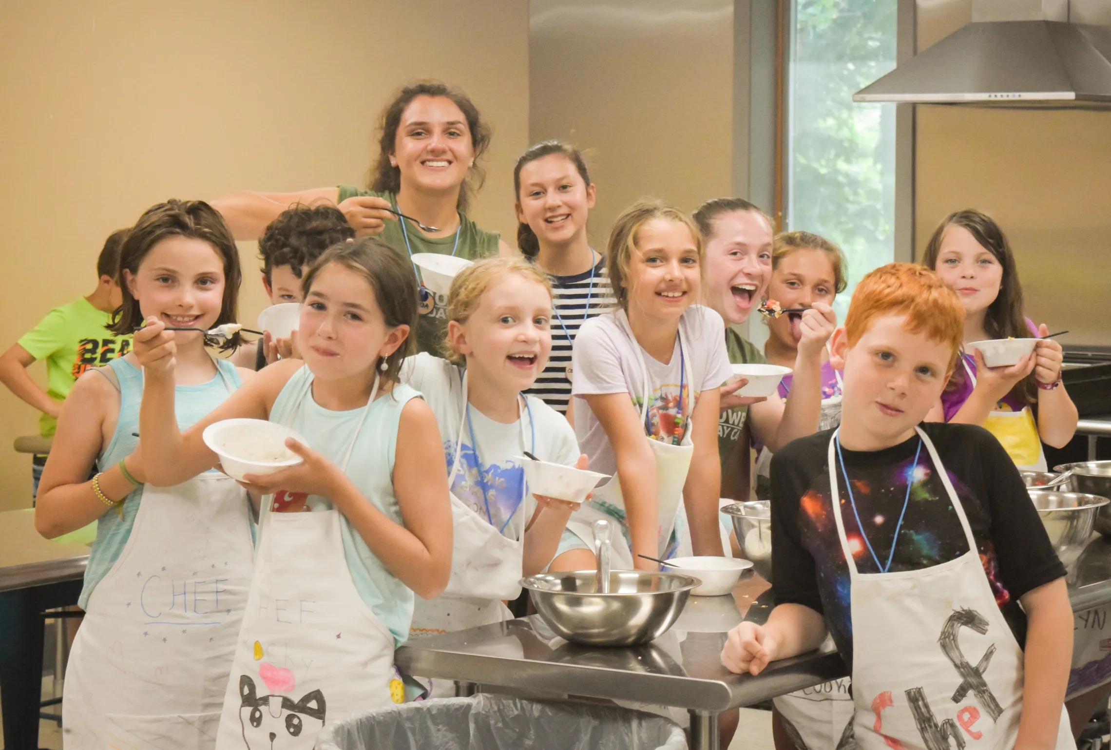 group of kids posing in kitchen